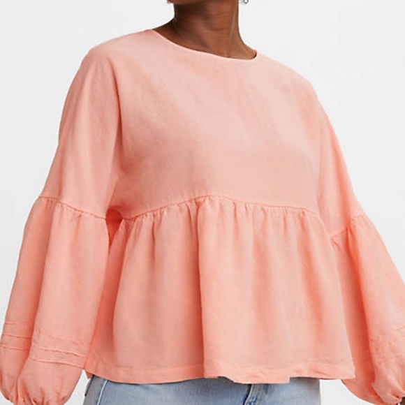 NWT Levi's Made & Crafted collection Villa Blouse. Orig. $248 Color coral - Picture 5 of 10